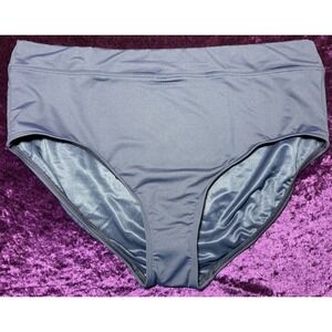 Lands End Swim Briefs Womens 18 Navy Blue High Waist Swimsuit Bottom Modest